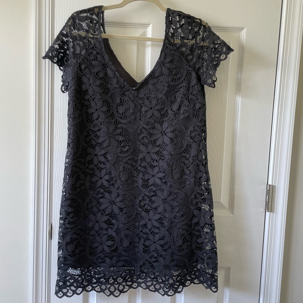 Black lace shift dress